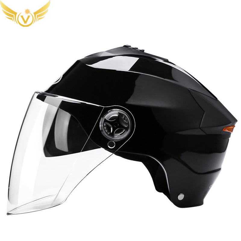 Casque LED rechargeable casque de moto batterie casque dur protection solaire été moyen casque transpirable