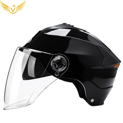 Casque LED rechargeable casque de moto batterie casque dur protection solaire été moyen casque transpirable