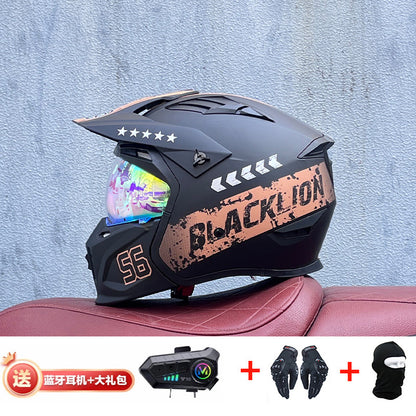 Orz Street Fighter équipé d'un casque Bluetooth pour hommes et femmes, ainsi que de casques complets Four Seasons Retro Détachable 3C
