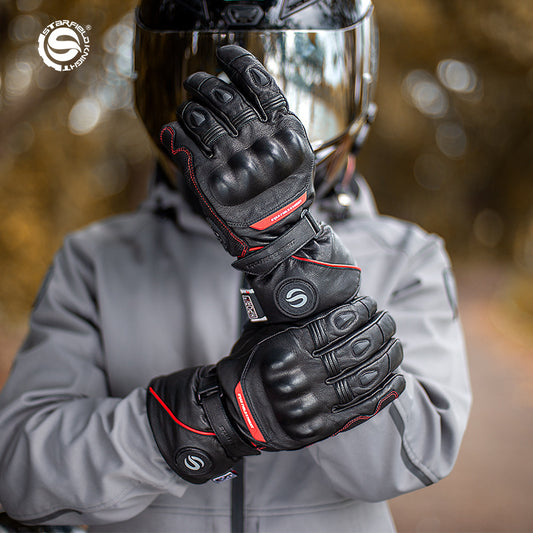 Gants moto polaires Star Knight SFK épaisse, imperméable et coupe-vent, avec commande de température tactile et contrôle de température, avec commande électrique à trois vitesses, gants d'extérieur d'hiver