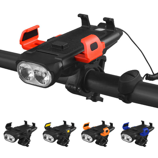 Lumière de vélo  4 en 1 avec support pour téléphone portable, support de phare de vélo