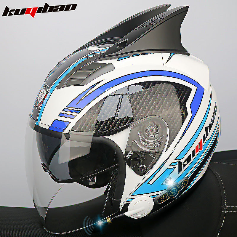 Conduite cool Trésor Bluetooth Demi-casque Casque Moto Personnalité Décoration Cor Lapin, Arc de lapin, Longue autonomie Bonne qualité sonore