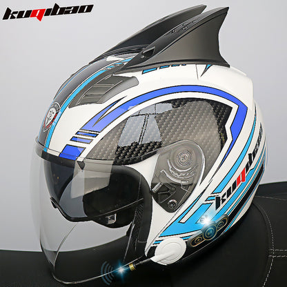 Conduite cool Trésor Bluetooth Demi-casque Casque Moto Personnalité Décoration Cor Lapin, Arc de lapin, Longue autonomie Bonne qualité sonore