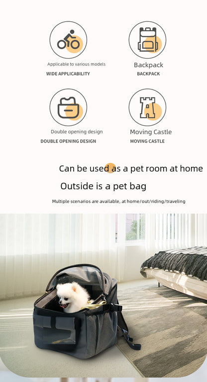 Sac de voiture à dégagement rapide pour animaux de compagnie, sac pour chat, sac à dos, sac spatial, fournitures pour animaux de compagnie, sac de vélo pliable portable