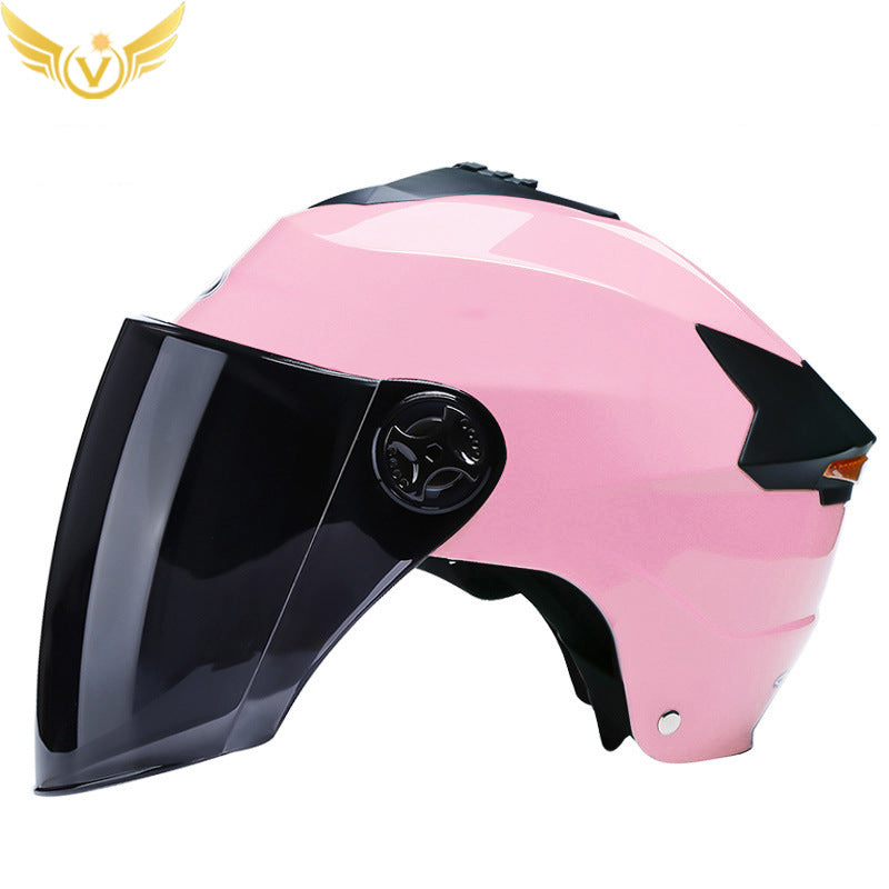 Casque LED rechargeable casque de moto batterie casque dur protection solaire été moyen casque transpirable