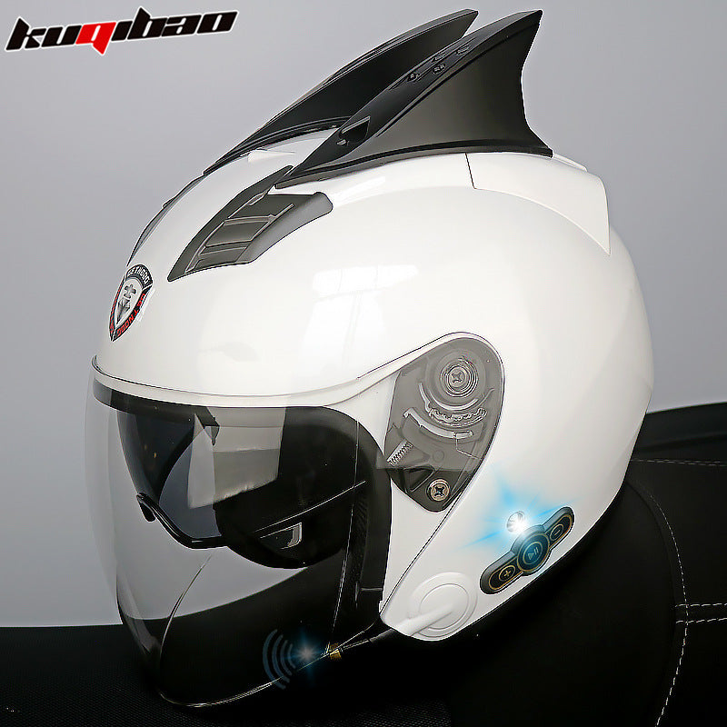 Conduite cool Trésor Bluetooth Demi-casque Casque Moto Personnalité Décoration Cor Lapin, Arc de lapin, Longue autonomie Bonne qualité sonore