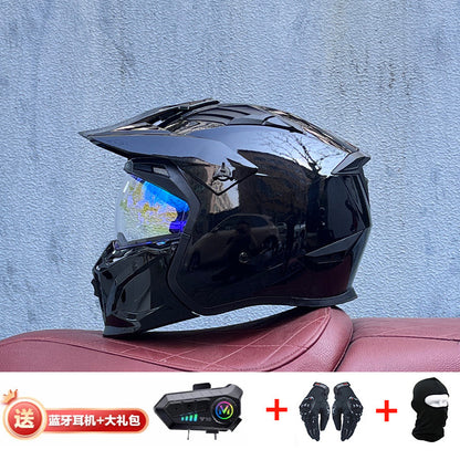 Orz Street Fighter équipé d'un casque Bluetooth pour hommes et femmes, ainsi que de casques complets Four Seasons Retro Détachable 3C