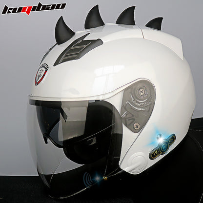 Conduite cool Trésor Bluetooth Demi-casque Casque Moto Personnalité Décoration Cor Lapin, Arc de lapin, Longue autonomie Bonne qualité sonore
