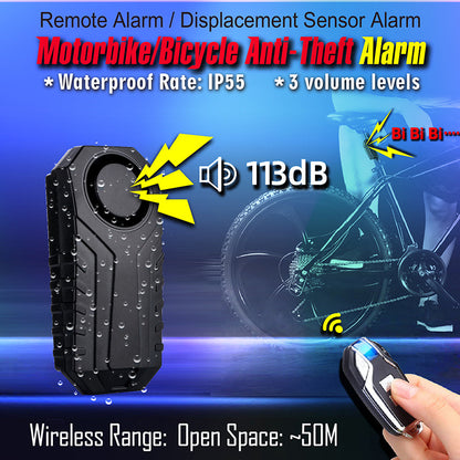 SF22R Alarme de vibrations de vélo Alarme de trottinette Sirène à télécommande sans fil