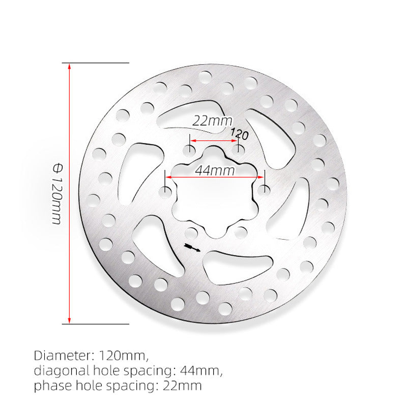 Disque de frein à disque six trous de 120 mm avec vis de fixation, 44mm entre orifices vis