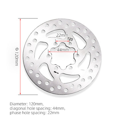 Disque de frein à disque six trous de 120 mm avec vis de fixation, 44mm entre orifices vis