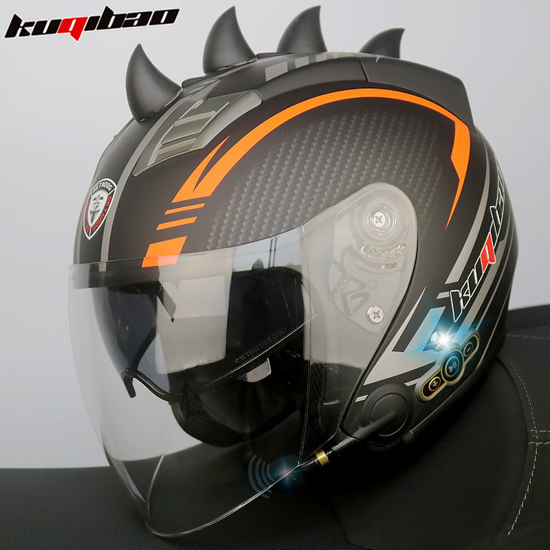 Conduite cool Trésor Bluetooth Demi-casque Casque Moto Personnalité Décoration Cor Lapin, Arc de lapin, Longue autonomie Bonne qualité sonore