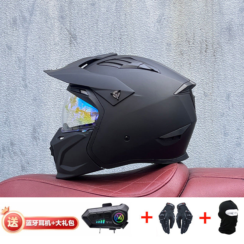 Orz Street Fighter équipé d'un casque Bluetooth pour hommes et femmes, ainsi que de casques complets Four Seasons Retro Détachable 3C