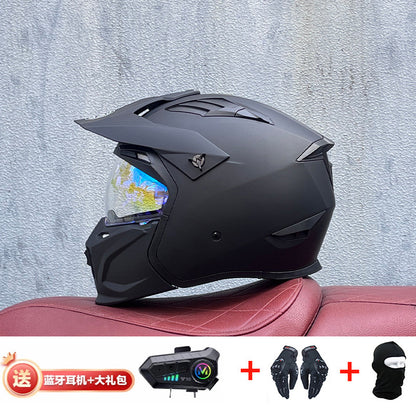 Orz Street Fighter équipé d'un casque Bluetooth pour hommes et femmes, ainsi que de casques complets Four Seasons Retro Détachable 3C