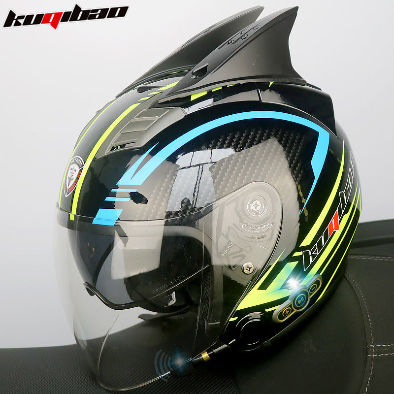 Conduite cool Trésor Bluetooth Demi-casque Casque Moto Personnalité Décoration Cor Lapin, Arc de lapin, Longue autonomie Bonne qualité sonore