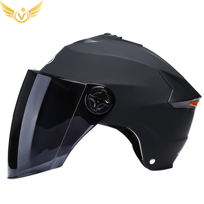 Casque LED rechargeable casque de moto batterie casque dur protection solaire été moyen casque transpirable