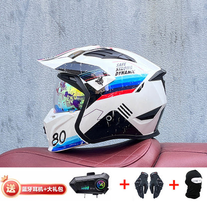 Orz Street Fighter équipé d'un casque Bluetooth pour hommes et femmes, ainsi que de casques complets Four Seasons Retro Détachable 3C