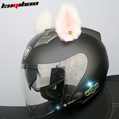 Conduite cool Trésor Bluetooth Demi-casque Casque Moto Personnalité Décoration Cor Lapin, Arc de lapin, Longue autonomie Bonne qualité sonore