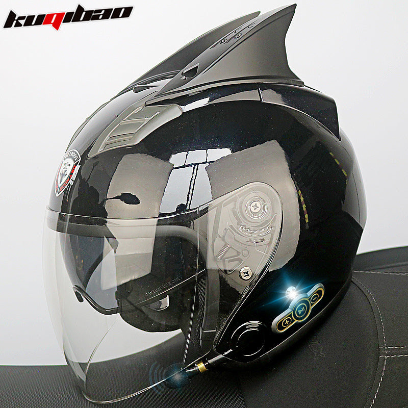 Conduite cool Trésor Bluetooth Demi-casque Casque Moto Personnalité Décoration Cor Lapin, Arc de lapin, Longue autonomie Bonne qualité sonore