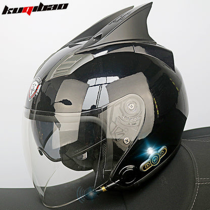 Conduite cool Trésor Bluetooth Demi-casque Casque Moto Personnalité Décoration Cor Lapin, Arc de lapin, Longue autonomie Bonne qualité sonore