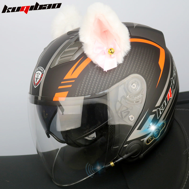 Conduite cool Trésor Bluetooth Demi-casque Casque Moto Personnalité Décoration Cor Lapin, Arc de lapin, Longue autonomie Bonne qualité sonore