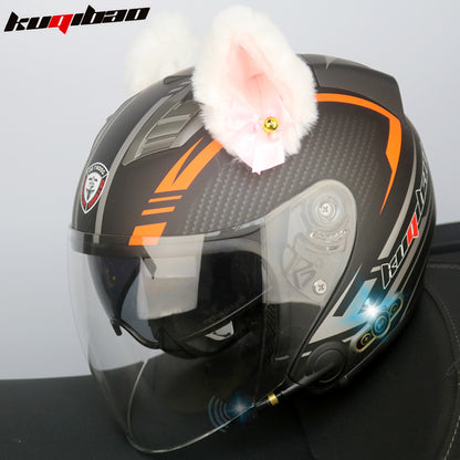 Conduite cool Trésor Bluetooth Demi-casque Casque Moto Personnalité Décoration Cor Lapin, Arc de lapin, Longue autonomie Bonne qualité sonore