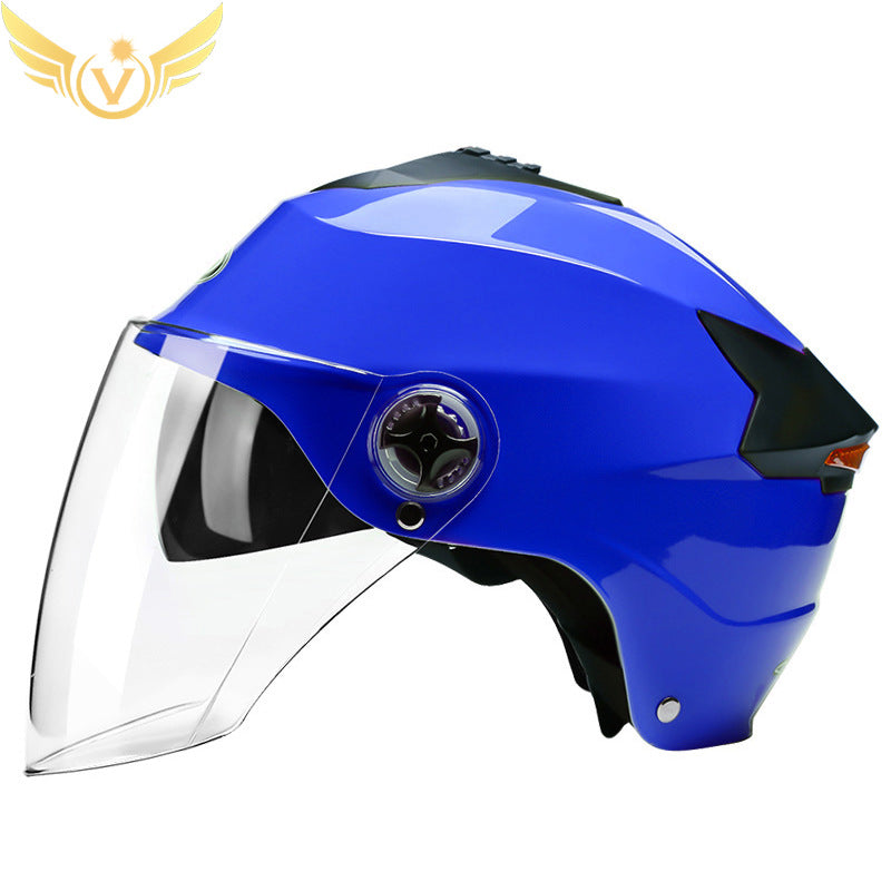 Casque LED rechargeable casque de moto batterie casque dur protection solaire été moyen casque transpirable