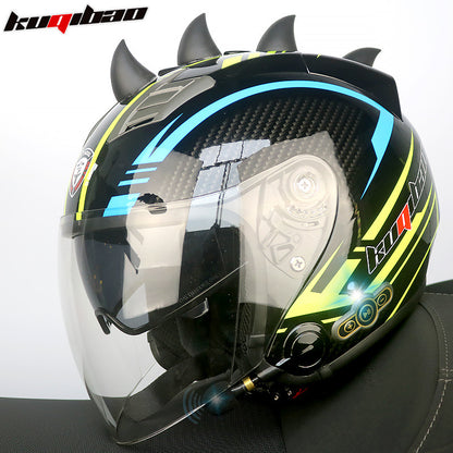 Conduite cool Trésor Bluetooth Demi-casque Casque Moto Personnalité Décoration Cor Lapin, Arc de lapin, Longue autonomie Bonne qualité sonore