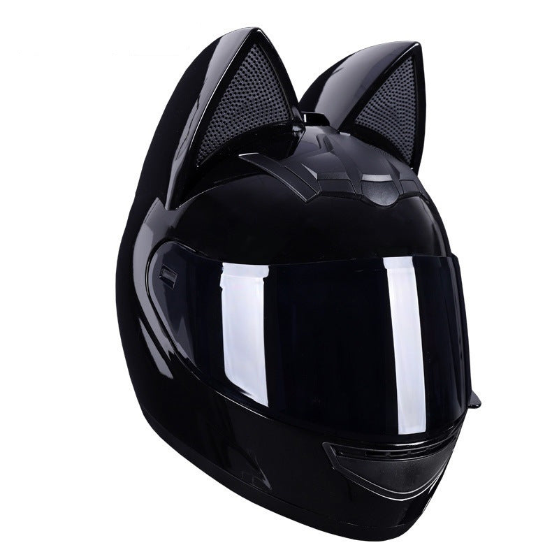 Casque électrique de moto HENJ, oreille de chat féminine, casque intégral peuvent être équipés découteurs Bluetooth