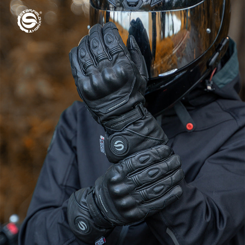 Gants moto polaires Star Knight SFK épaisse, imperméable et coupe-vent, avec commande de température tactile et contrôle de température, avec commande électrique à trois vitesses, gants d'extérieur d'hiver