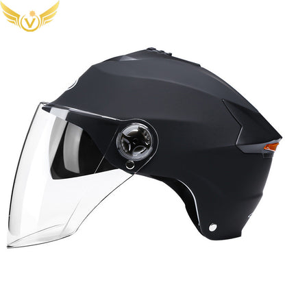 Casque LED rechargeable casque de moto batterie casque dur protection solaire été moyen casque transpirable