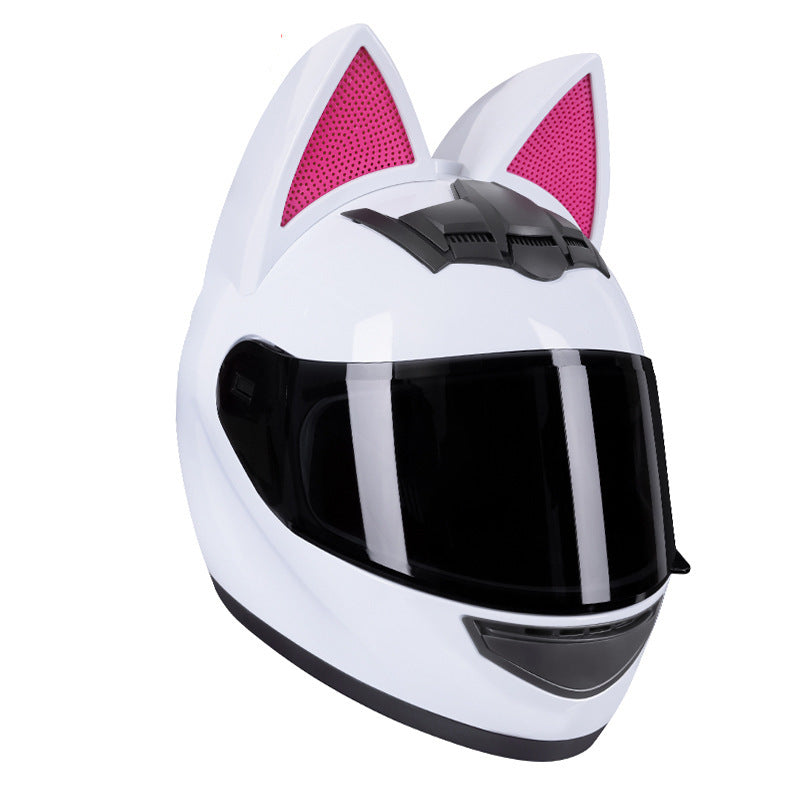 Casque électrique de moto HENJ, oreille de chat féminine, casque intégral peuvent être équipés découteurs Bluetooth
