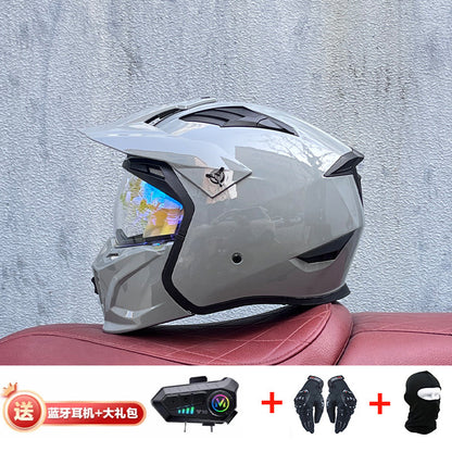 Orz Street Fighter équipé d'un casque Bluetooth pour hommes et femmes, ainsi que de casques complets Four Seasons Retro Détachable 3C