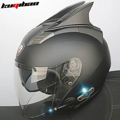 Conduite cool Trésor Bluetooth Demi-casque Casque Moto Personnalité Décoration Cor Lapin, Arc de lapin, Longue autonomie Bonne qualité sonore