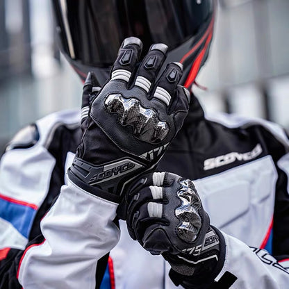 Gants en fibre de carbone pour motocyclettes de course MC175WP Protection anti-chute pour la conduite Confortable, transpirable et durable Hommes et femmes Pulse
