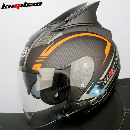 Conduite cool Trésor Bluetooth Demi-casque Casque Moto Personnalité Décoration Cor Lapin, Arc de lapin, Longue autonomie Bonne qualité sonore
