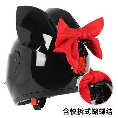 Casque électrique de moto HENJ, oreille de chat féminine, casque intégral peuvent être équipés découteurs Bluetooth