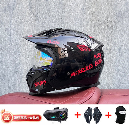 Orz Street Fighter équipé d'un casque Bluetooth pour hommes et femmes, ainsi que de casques complets Four Seasons Retro Détachable 3C