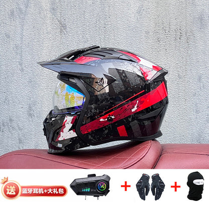 Orz Street Fighter équipé d'un casque Bluetooth pour hommes et femmes, ainsi que de casques complets Four Seasons Retro Détachable 3C