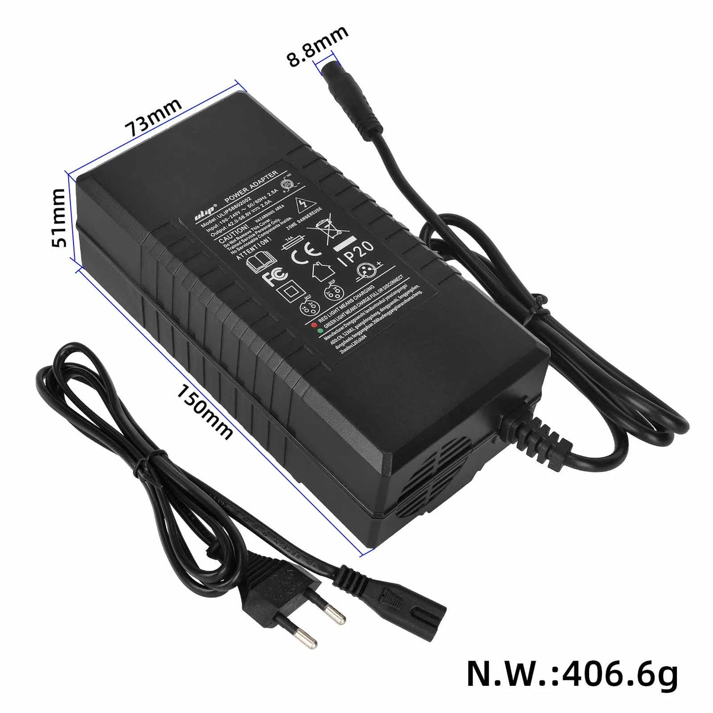 Ulip 58.8V2A chargeur avec petit LP16-3P embout(prise EU)
