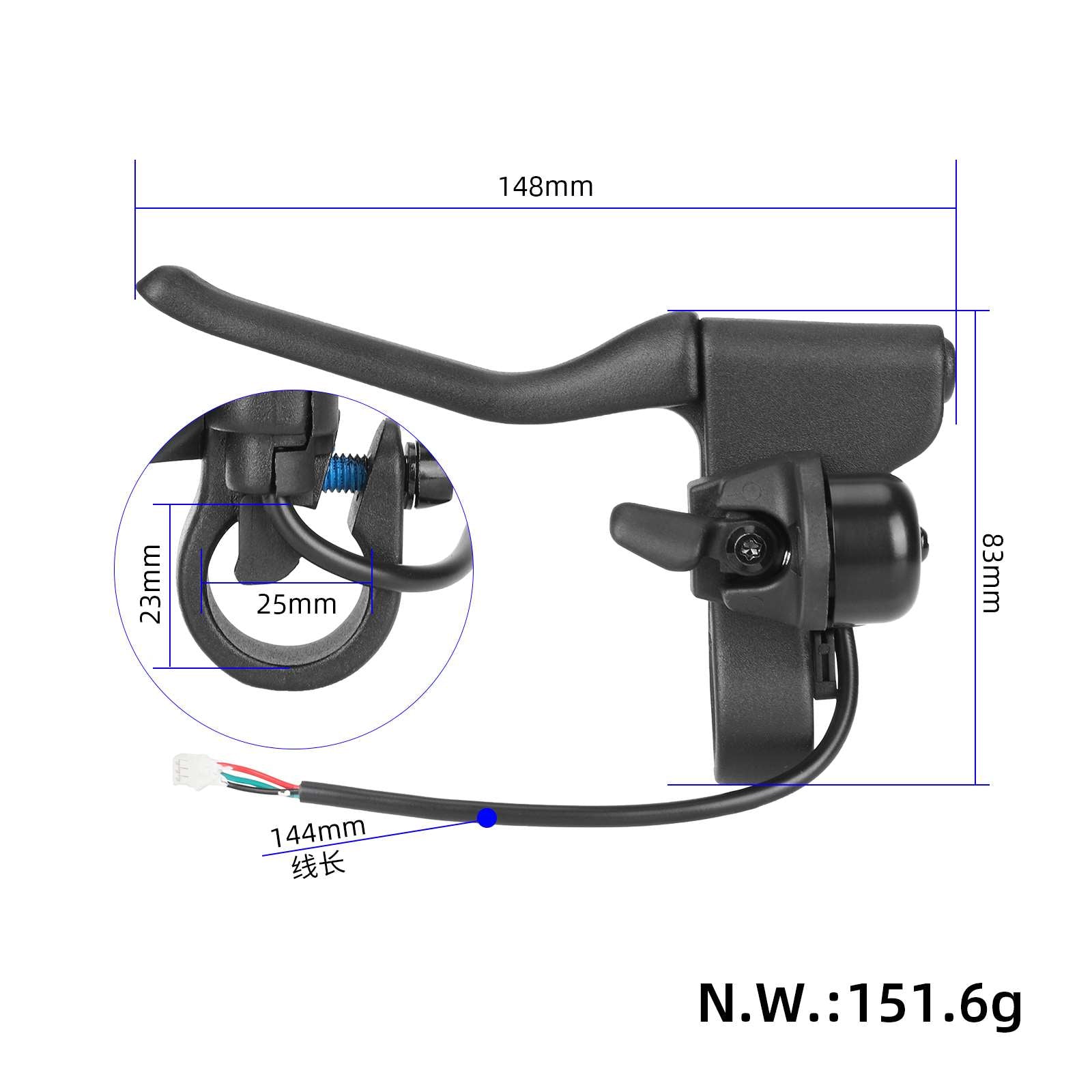 Left brake lever avec side bell pour Xiaomi M365/1S/Pro/Pro2 trottinettes