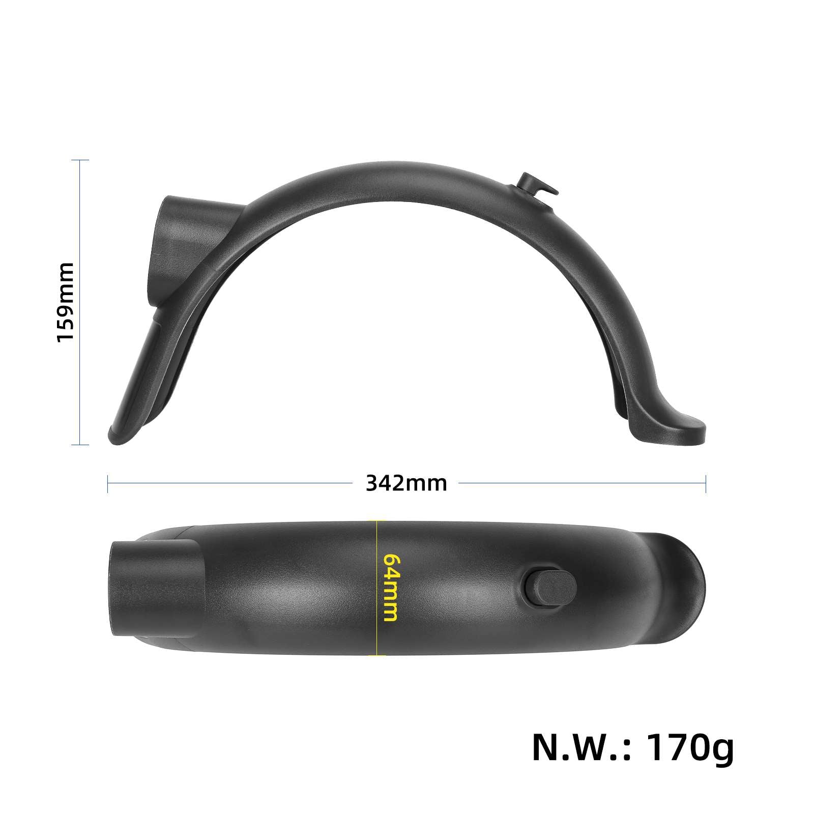 Noir garde-boue arrière avec crochet et vis pour Xiaomi 4 pro trottinettes