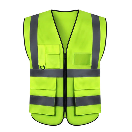 Vert fluorescent mesh réfléchissant vest avec Pockets