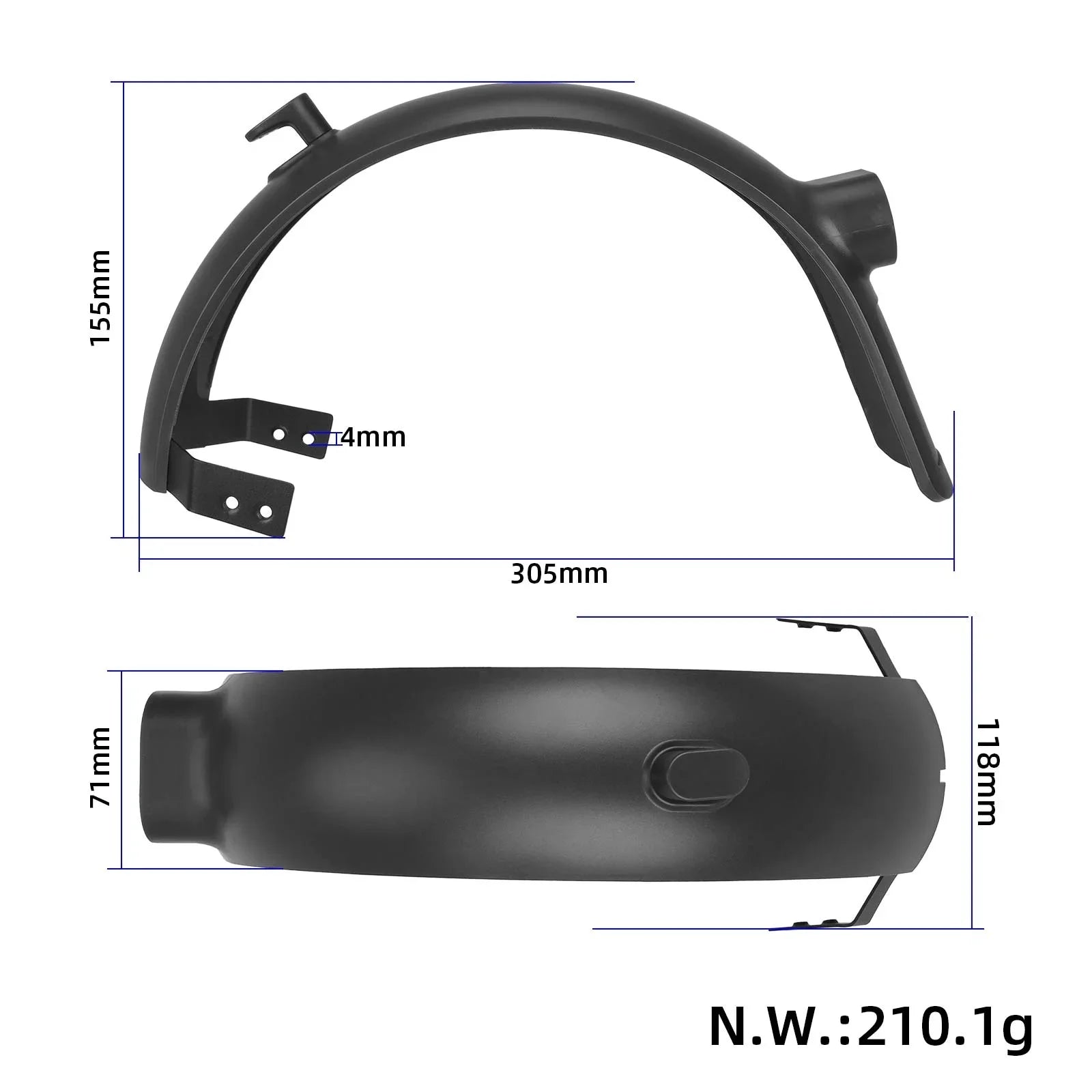 Rear garde-boue avec front support et crochet pour Xiaomi 4 Ultra trottinette