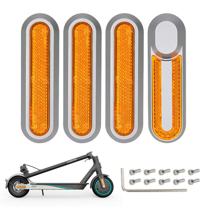 4 pcs refitting argent decorative shells+jaune catadioptre bars pour M365 1S Pro Pro2 et Lite