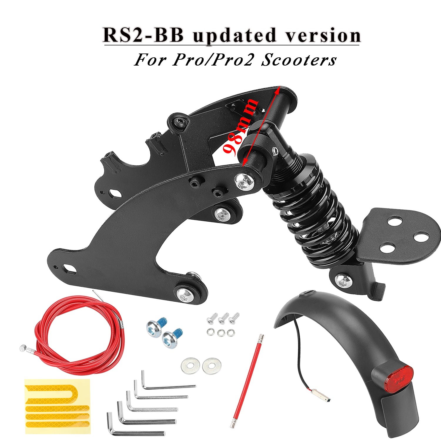 Noir V2 suspension arrière avec garde-boue et feu arrière pour M365 et 1S trottinette
