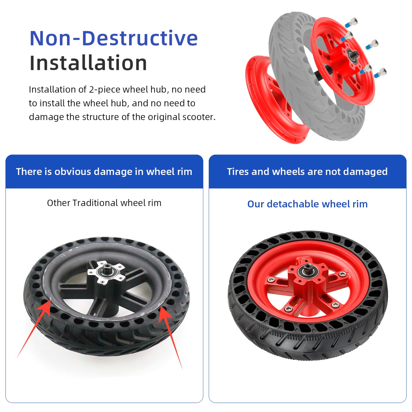 Rouge Ulip Split Rear Hub pour xiaomi Pro/Pro2 trottinettes