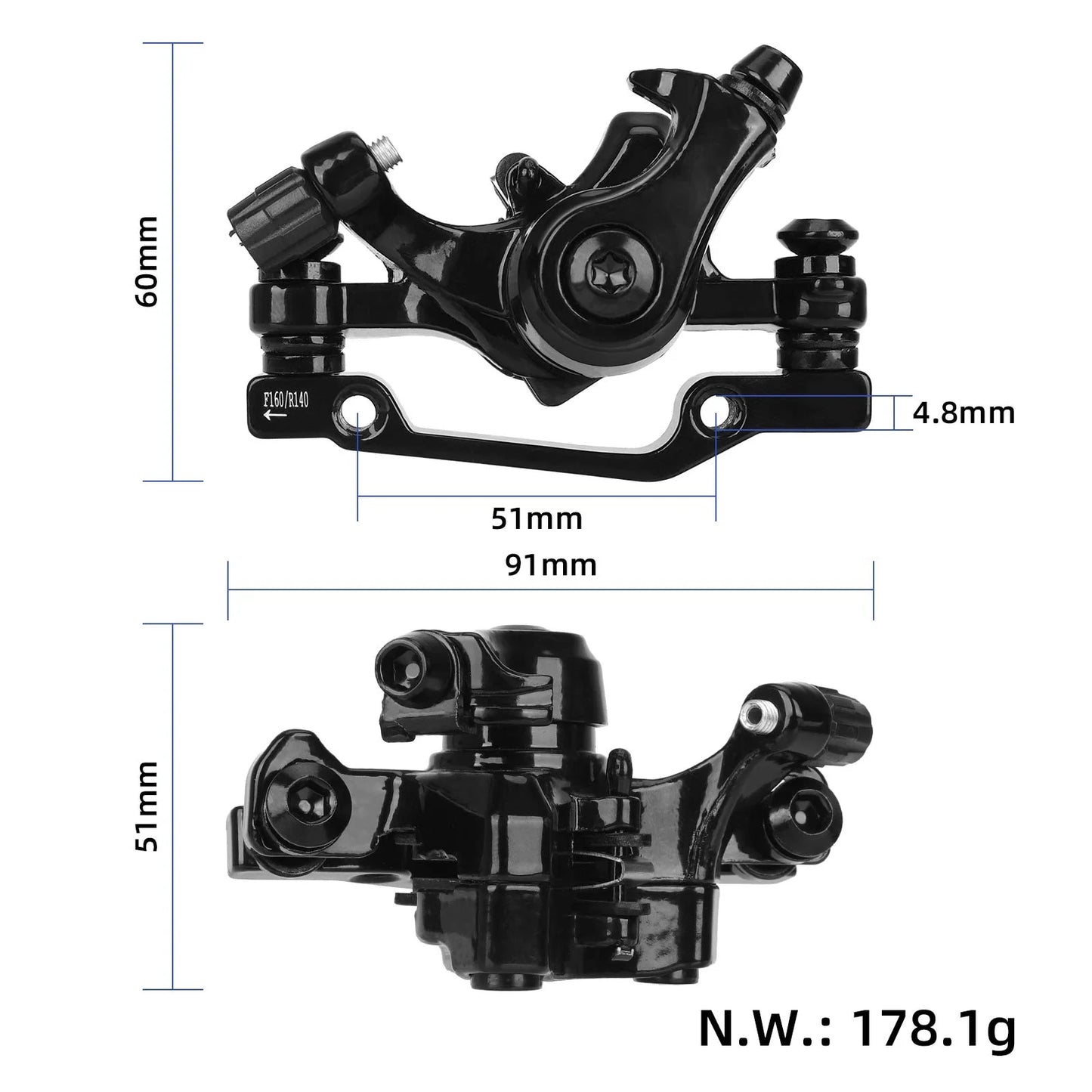 Noir 160mm bike frein à disque