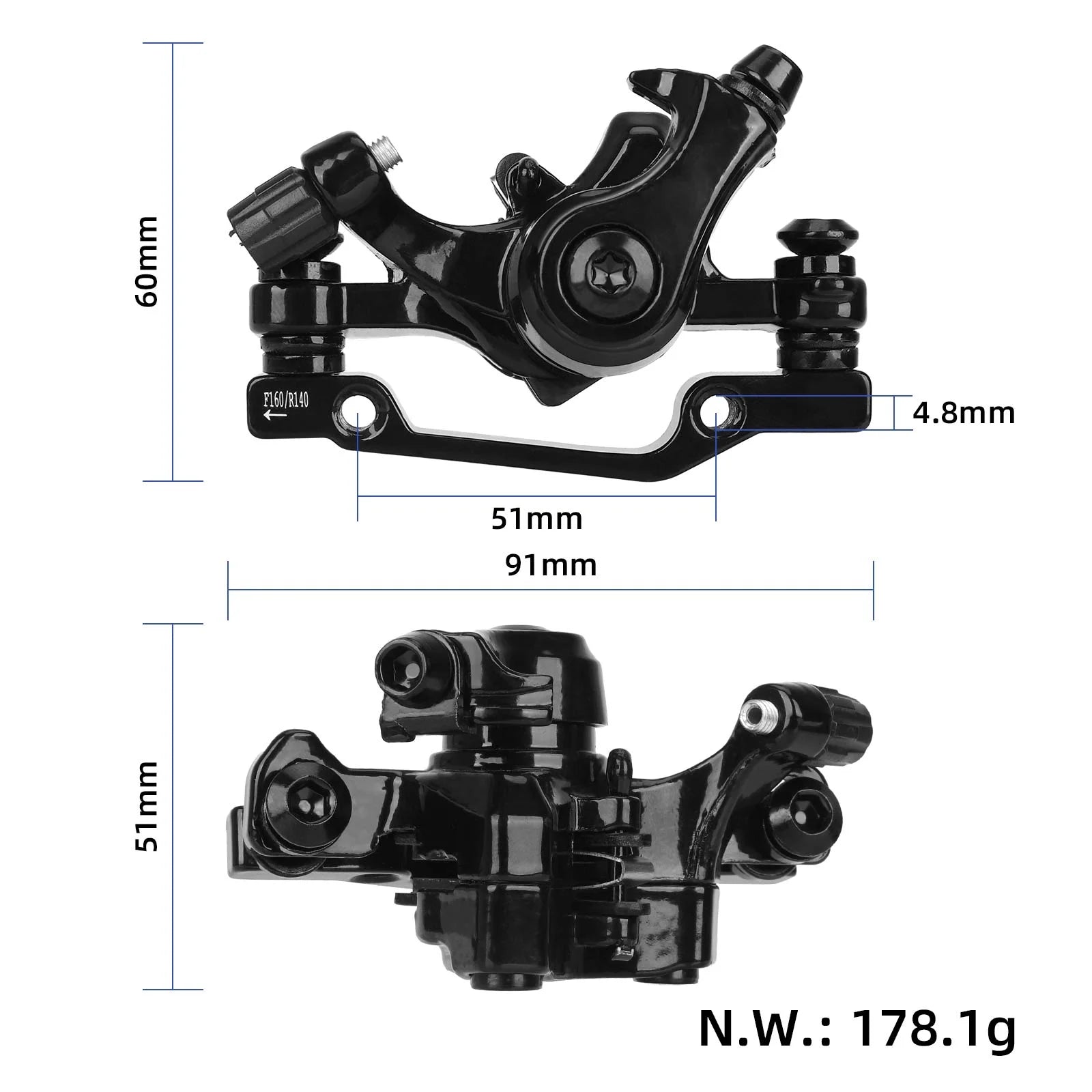 Noir 160mm bike frein à disque