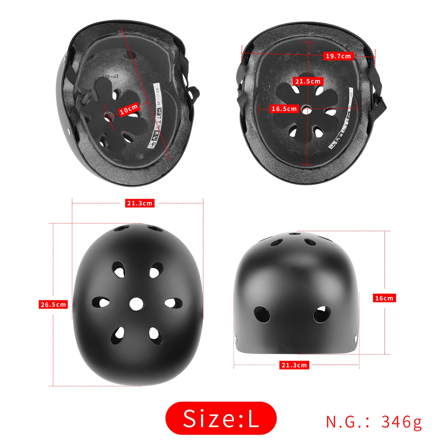 L size noir multi-point casque